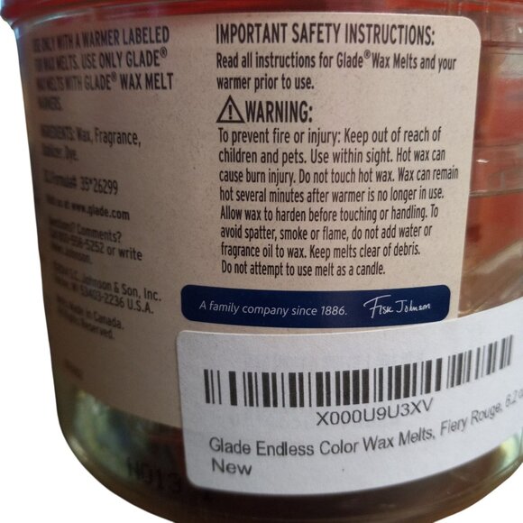 Glade Endless Color Fiery Rouge Scented Wax Melts 6.2 Oz Jar New - Picture 7 of 8